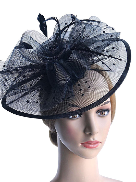 Vintage Organza Fedora Hat Wedding Ladies Day Fascinators/Headpiece with Feather & Bow