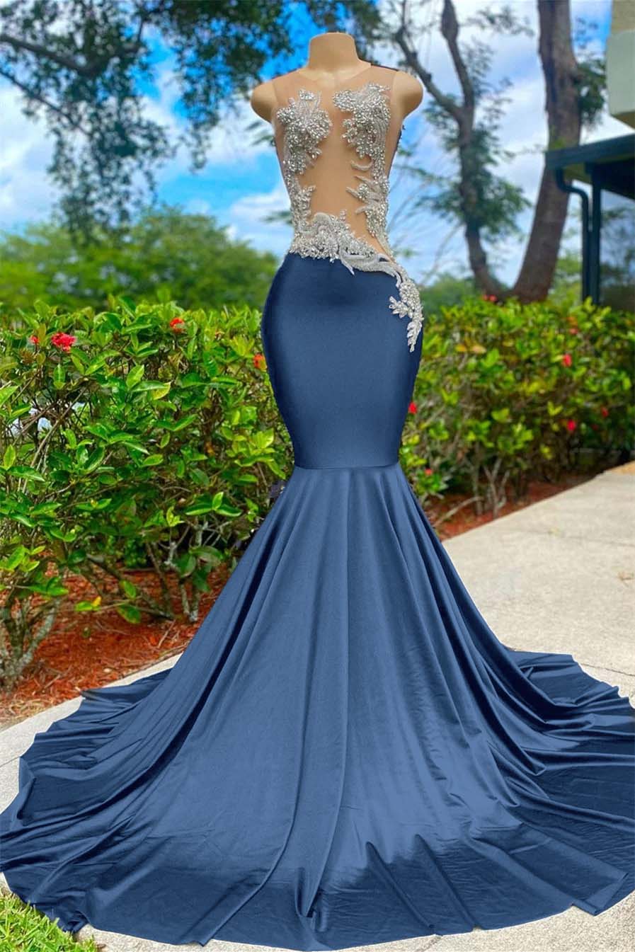 Mermaid Prom Dress Classic Sleeveless Strapless Appliques YL0104