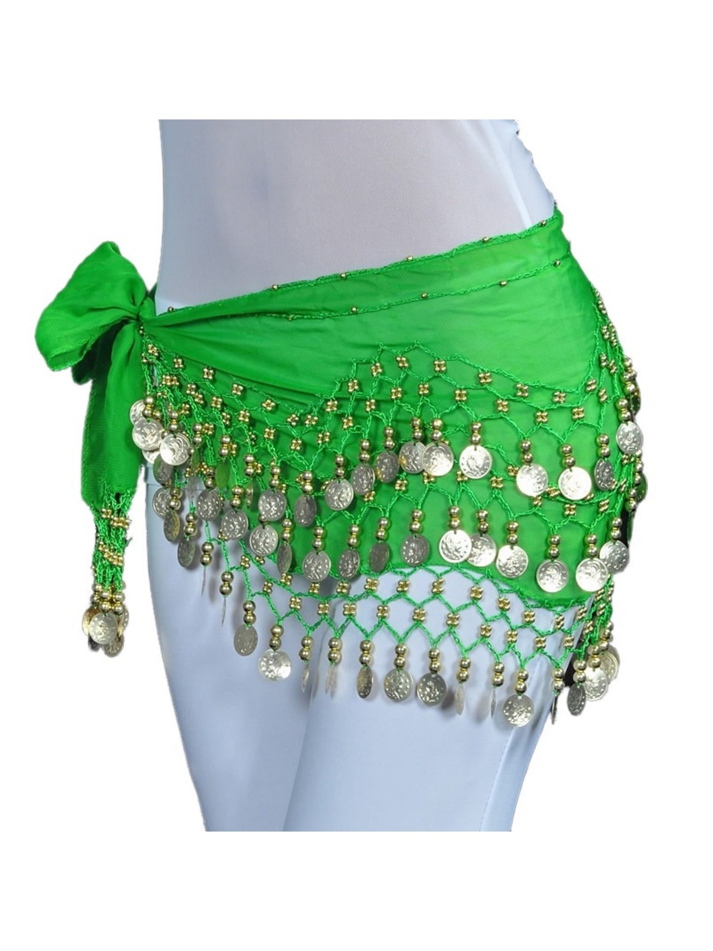 Belly Dance Hip Scarf Coin Sequin Women's Training Chiffon / Ballroom Gold Coin Belt