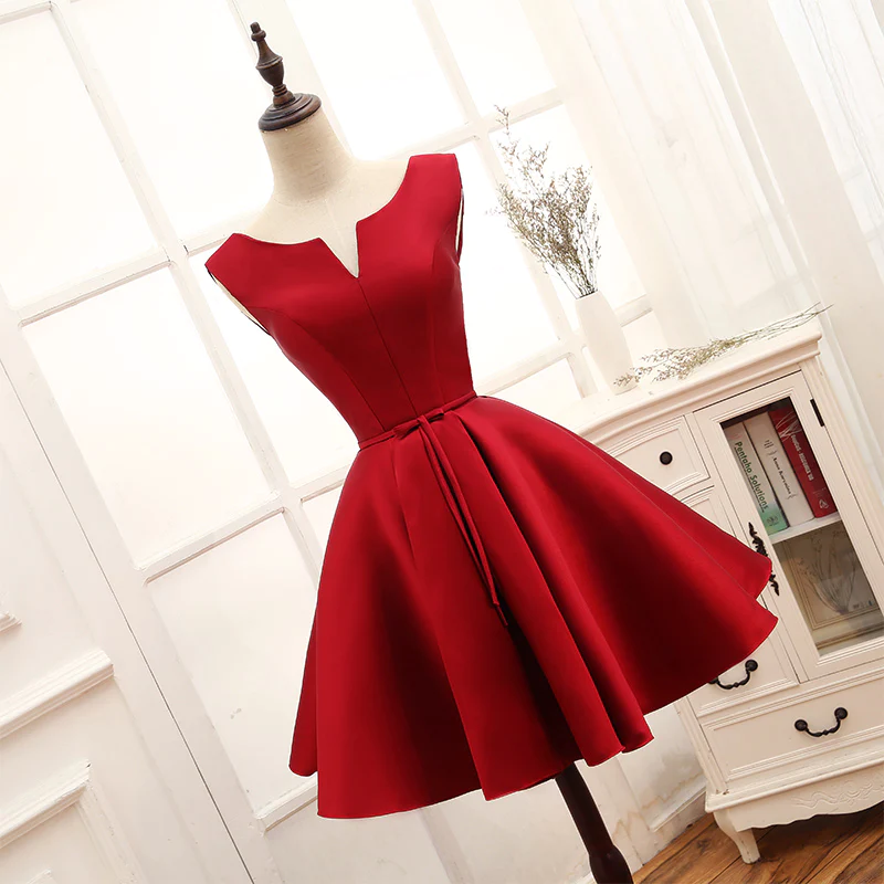 Adorable Red Satin Homecoming Dress , Short Party Dress  gh517