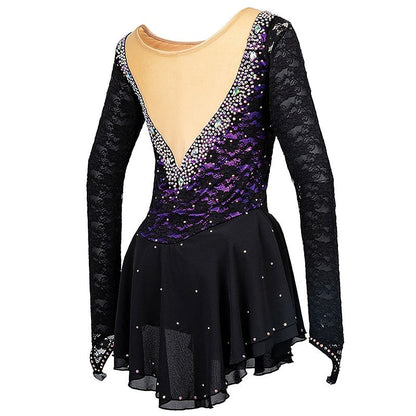 Figure Skating Women's Girls' Long Sleeve Training Practice Ice Skating Dress