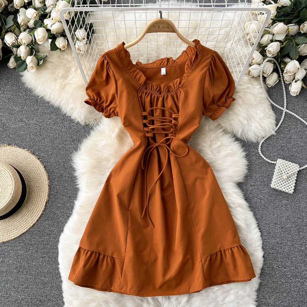 Cute A Line Lace Up Dress Fashion Girl Dress  10664