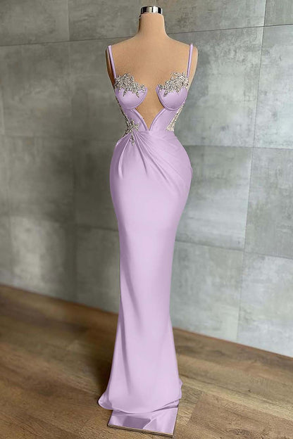 edgynewlook Pink Spaghetti-Strap Mermaid Prom Dress Sleeveless