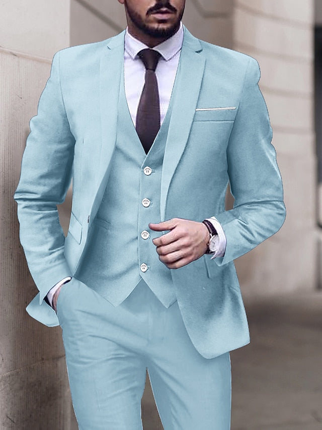 Men's Tailored Fit Single Breasted One-button 3 Pieces Wedding Suits