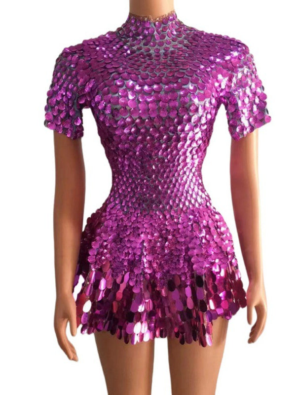 Column/Sheath High Neck Sequins Short/Mini Costume Vintage Party Dresses