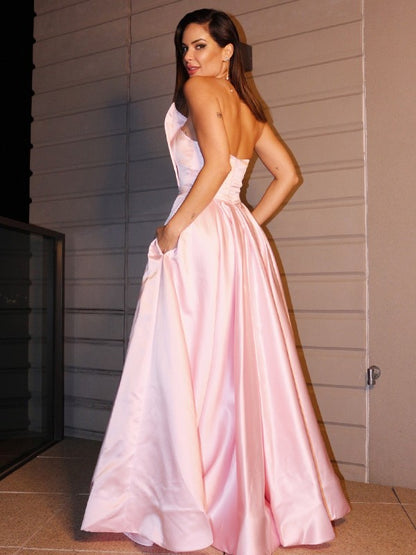 Pink Long Prom Dress Split With Pockets PD0212