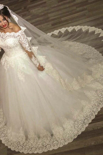 Ball Gown Wedding Dresses Long Sleevess Off the ShoulderHigh Quality Bridal Gowns