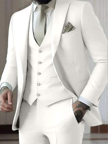 Men's Tailored Fit Single Breasted One-button 3 Pieces Wedding Suits