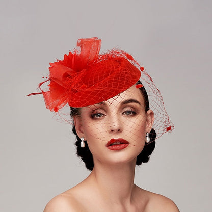 Fascinators Net Funeral Horse Race With Feather Flower Headpiece