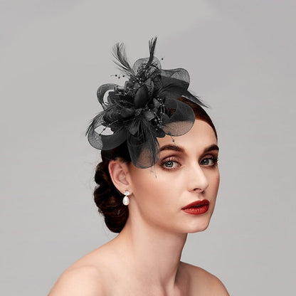 Elegant Feather Net Fascinators Hats with Feathers