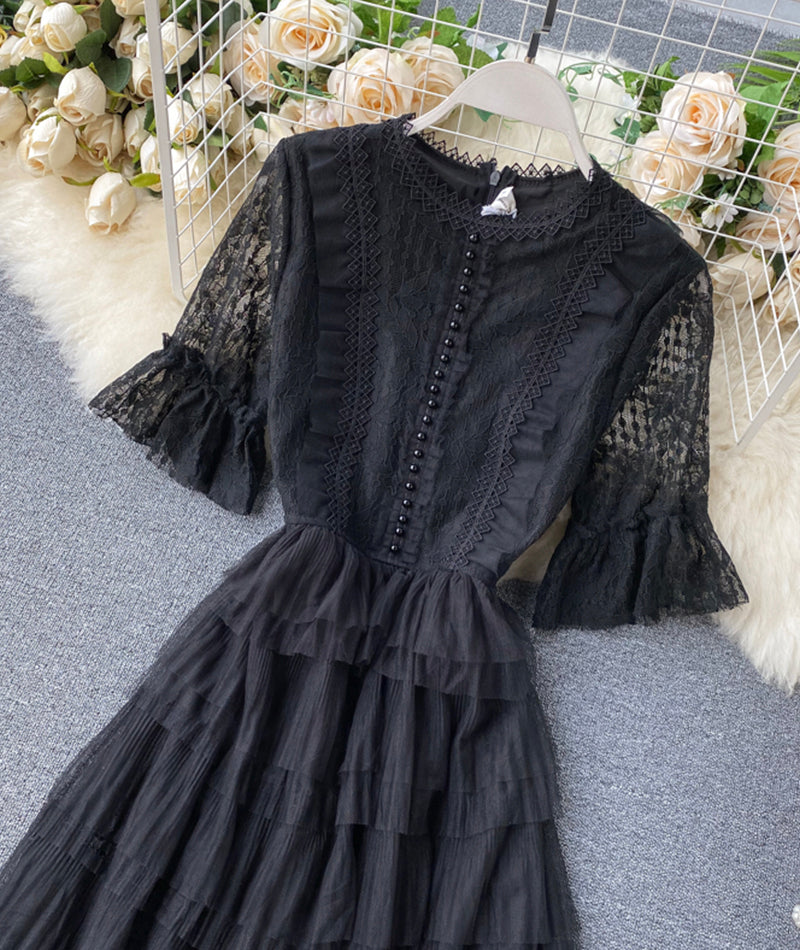 Cute tulle lace A line dress fashion girl dress  1061