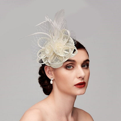 Noble Tulle Hat Fascinators Net Wedding  Hats Flower Headpiece & Knot