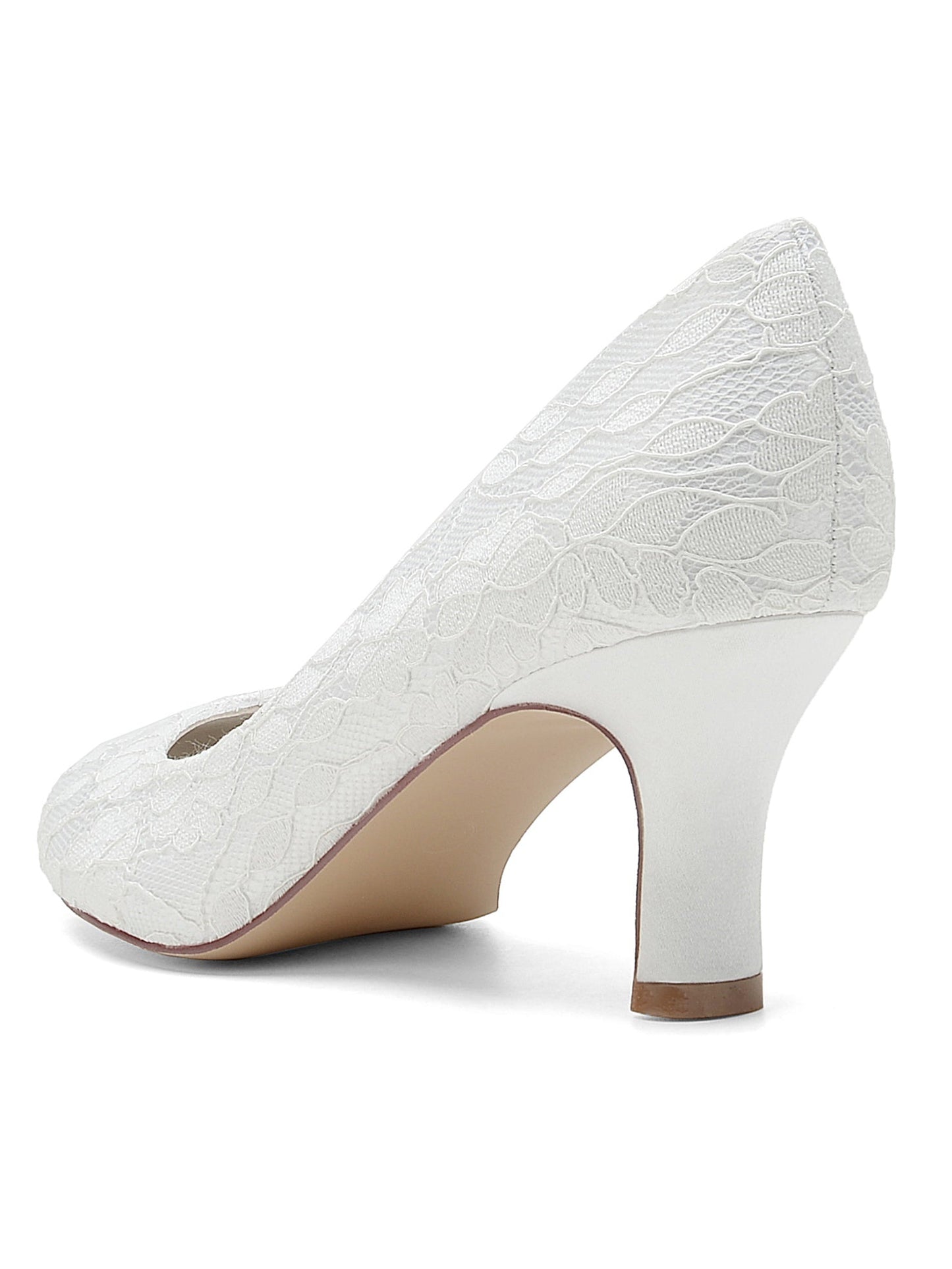 Women's Wedding Lace Mid Heel Pointed Toe Bridal Shoes