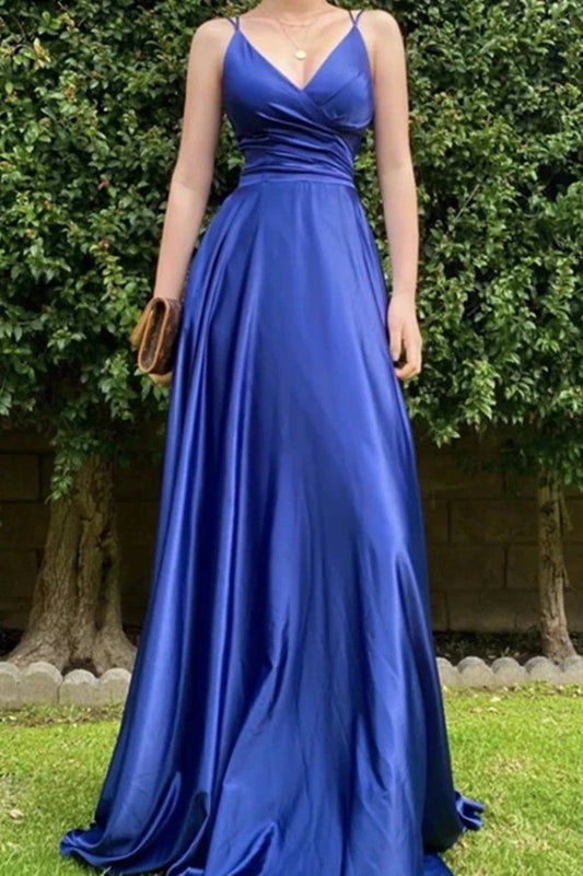 Royal Blue Long Prom Dress String Back PD0153