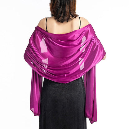 Women's Imitation Silk Sheer Scarf Cape Solid Color Long Shawl Wrap