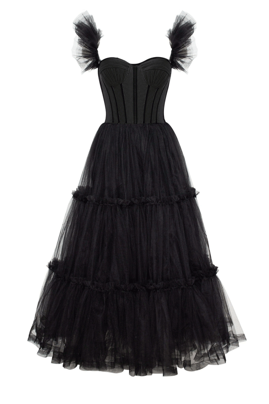 Katalina |A-Line Corset Ruffled Tulle Prom Dress