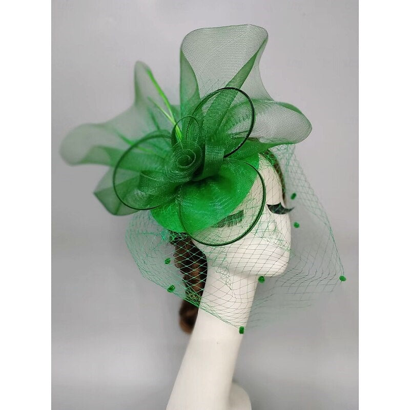 Noble Fascinators Net Wedding Horse Race Hats Flower Headpiece & Knot Bow