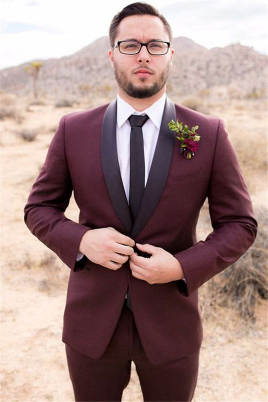 Bespoke Burgundy Mens Suit Groom Suit Wedding Suits For Best Men Slim Fit Groom Tuxedos