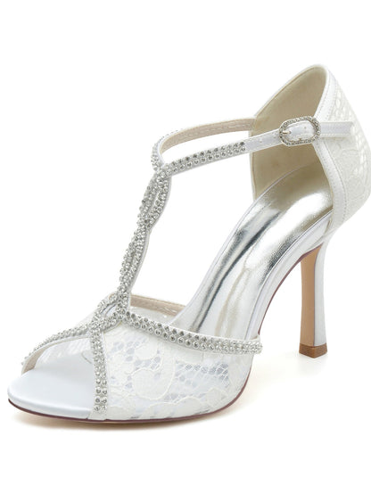 Women's Rhinestone Stiletto Heel Open Toe Bridal Shoes