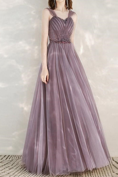 Edgynewlook Elegant Infinity Tulle Long Prom Dress With Sweetheart Sequins