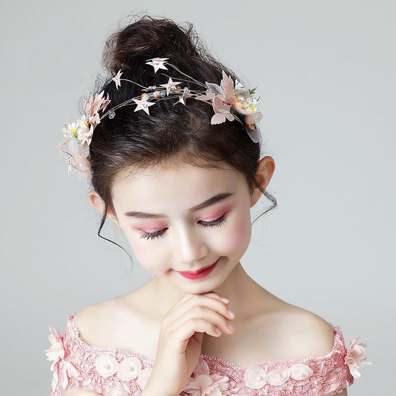 Cute Pretty Pink Star Flower Headpiece Accessories with Pearl