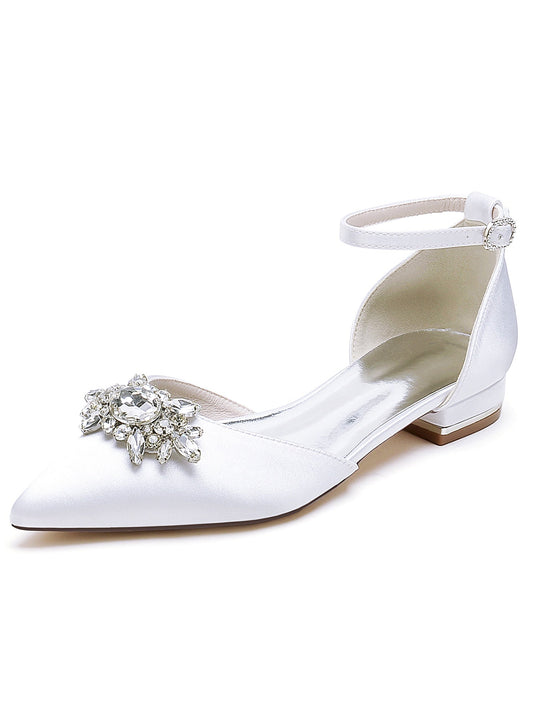 Women's  Rhinestone Low Heel Pointed Toe Bridesmaid Shoes