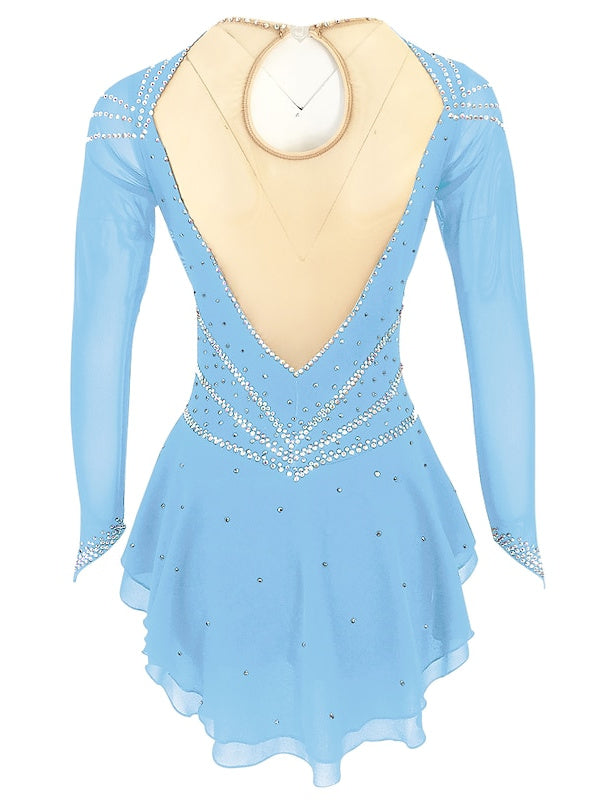 Figure Skating Dress Women's Girls'  Dancewear Spandex Stretch Yarn  Solid Colored Classic Crystal/Rhinestone Skating Dress