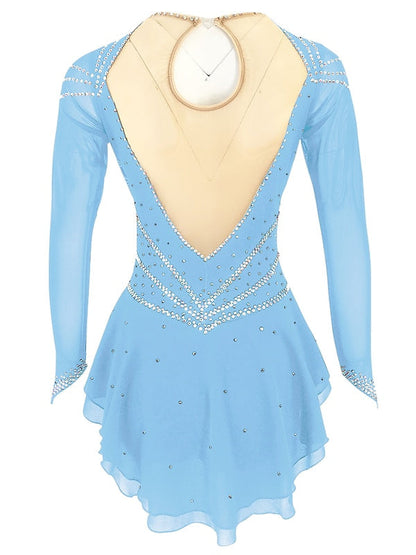 Figure Skating Dress Women's Girls'  Dancewear Spandex Stretch Yarn  Solid Colored Classic Crystal/Rhinestone Skating Dress