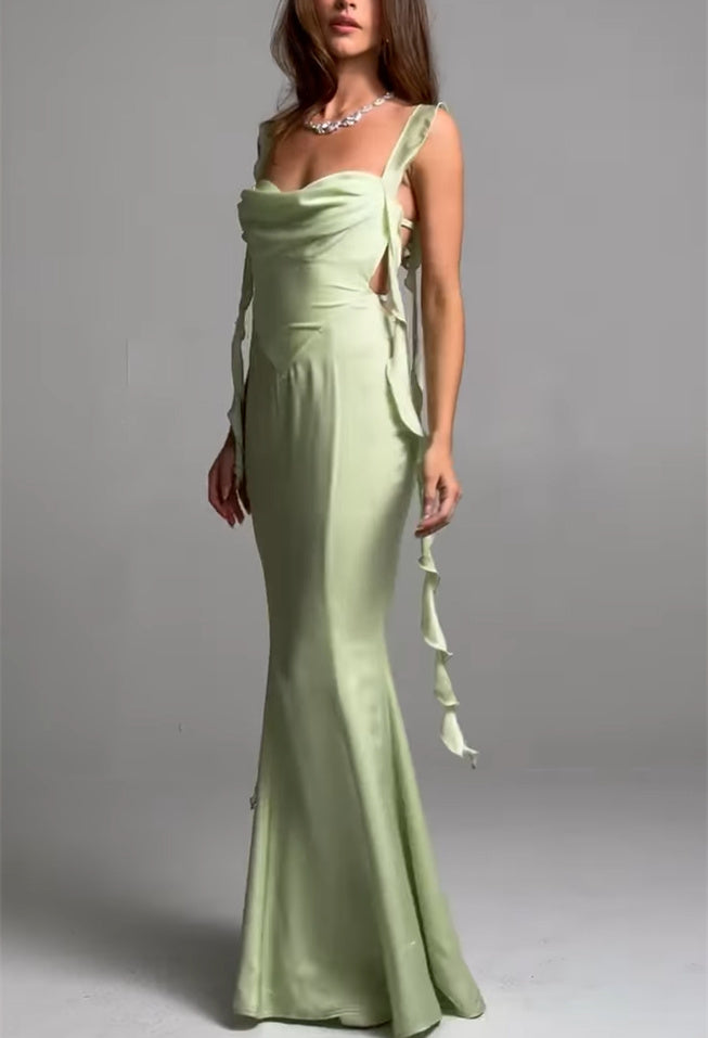 Sheath/Column Strapless Sleeveless Floor-Length Long Evening Dresses With Sash