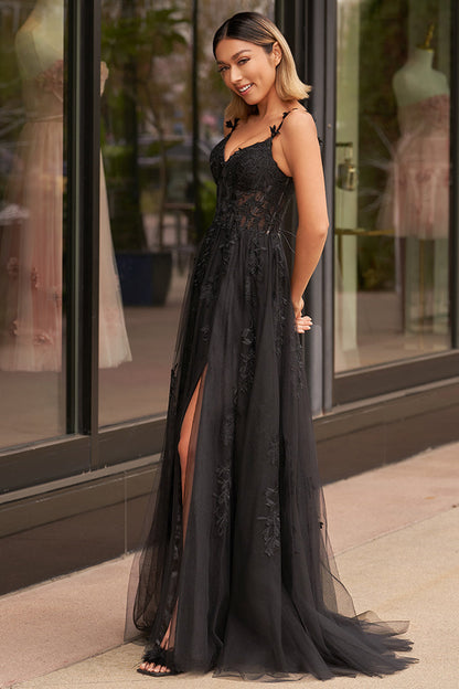 Mariana |A-line Sweetheart Lace Tulle Prom Dress with Slit