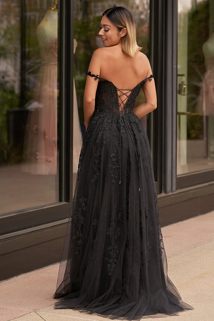 Mariana |A-line Sweetheart Lace Tulle Prom Dress with Slit