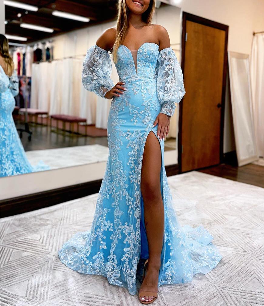 Alexandria |Mermaid Sweetheart Lace Prom Dress with Detachable Sleeves