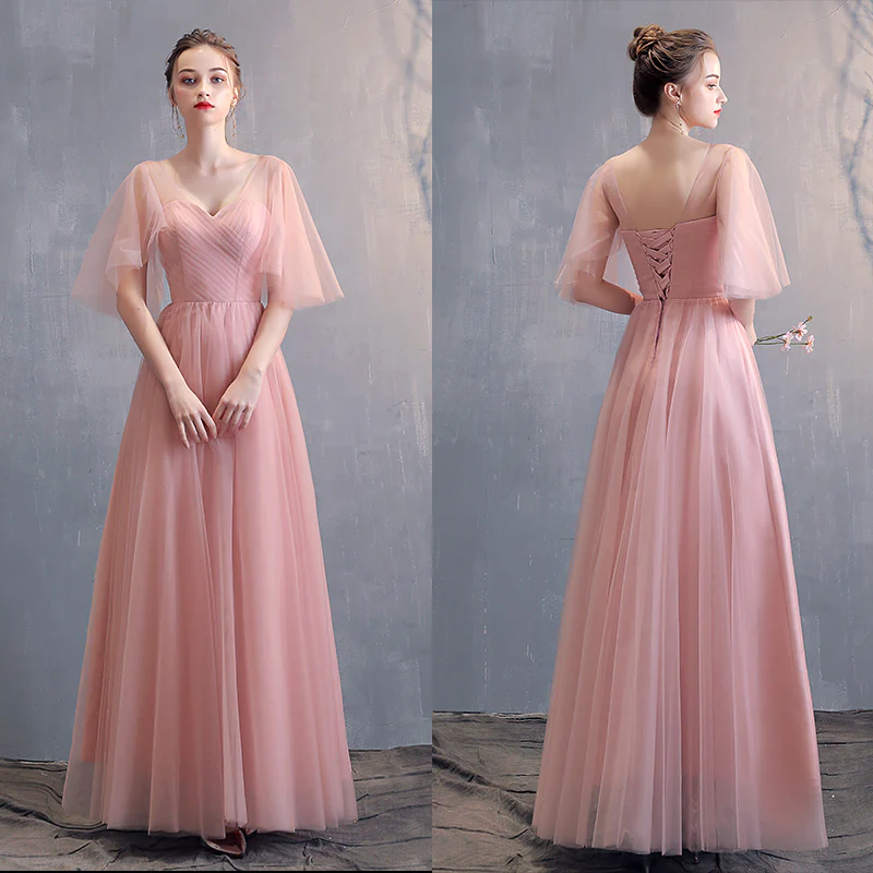 Lovely Tulle Pink A-Line Sweetheart Neckline Bridesmaid Dress, Pink Tulle Party Dress  gh51