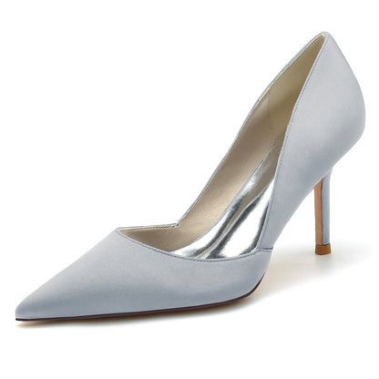 Women's Wedding Shoe Stiletto Silk Satin Pointed Toe Minimalist Bridal Shoes