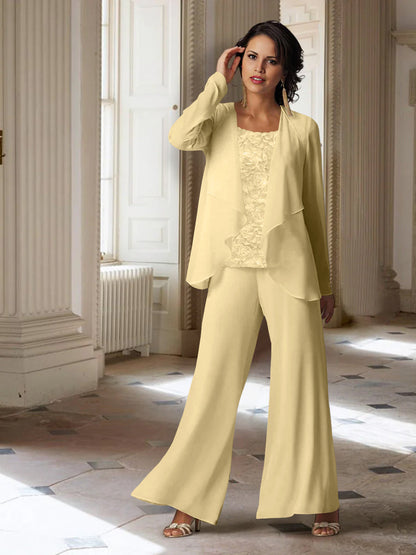 Chiffon Long Sleeves Mother of the Bride Pantsuits with Jacket