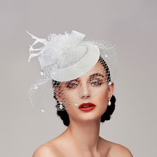 Fascinators Net Funeral Horse Race With Feather Flower Headpiece