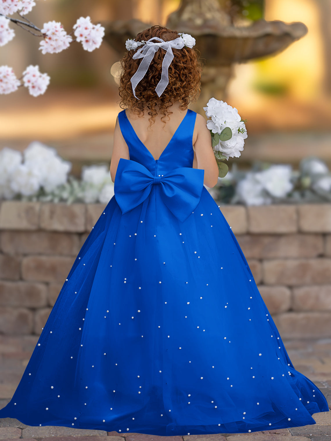 Elegant Princess Ball Gown Satin & Tulle Flower Girl Dress