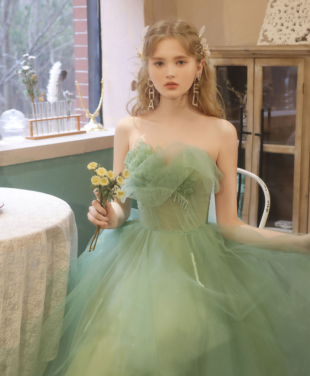 Green tulle short prom dress homecoming dress  8885