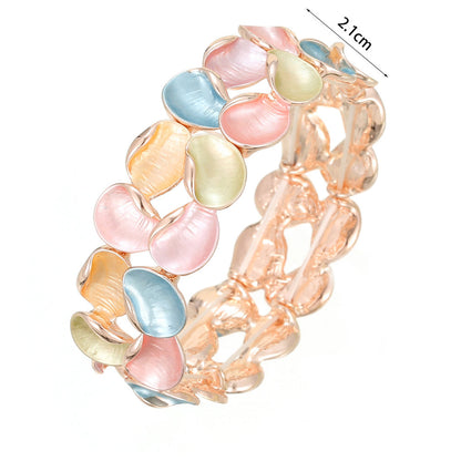 Stylish Sweet Double Rows Colorful Art Petal Stretch Bracelet