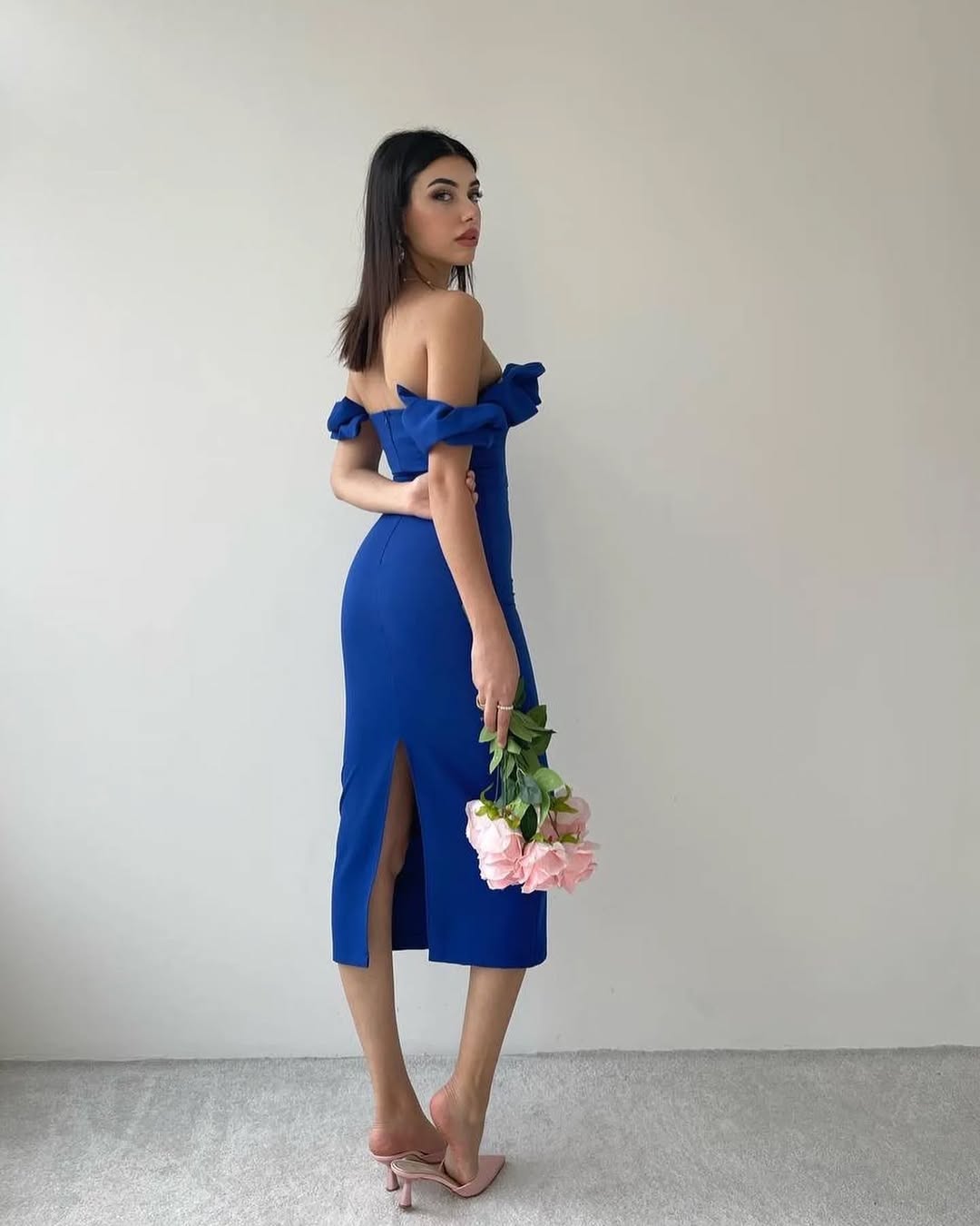 Royal Blue Strapless Off-The-Shoulder Prom Dress ZT0309