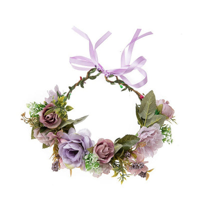 Forest Style Rose Garland Female Bohemian Simulated Fabric Grass Ring Creative Photo Garland Headdress