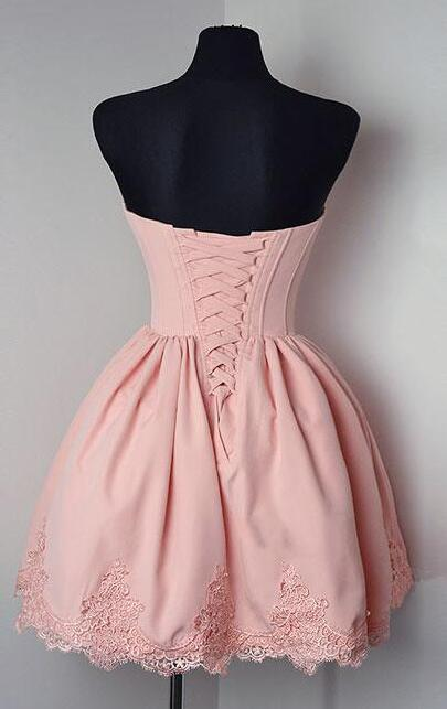 Short Pink Homecoming Dress, Strapless Sweetheart Prom Dress,Short Homecoming Dress, A-Line Open Back Graduation Dress,Cute Short Prom Dresses,Sweet 16 Cocktail Dresses,Homecoming Dress  gh892