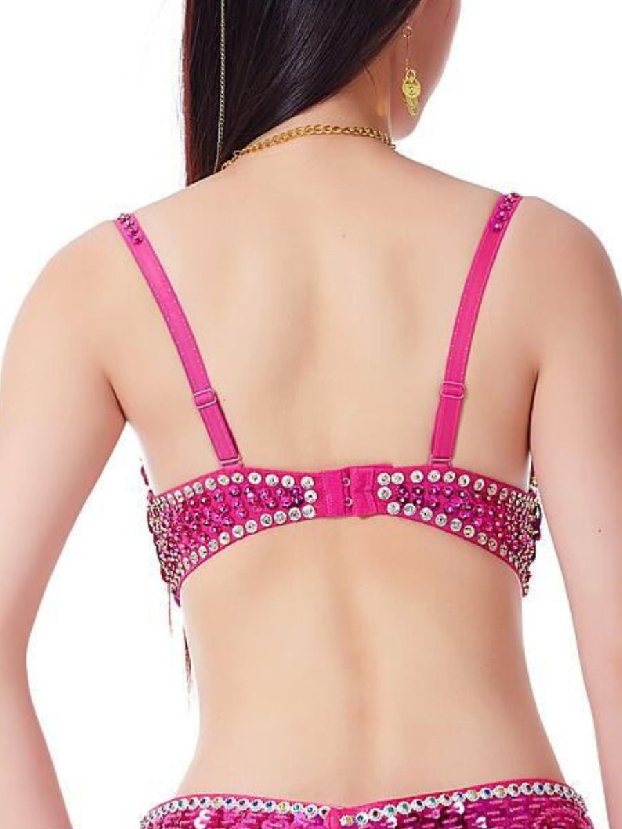 Belly Dancewear Rhinestone Sequin Sleeveless Spaghetti Bra