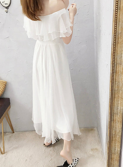 White chiffon summer dress fashion girl dress  1111