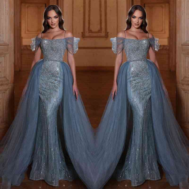 edgynewlook Off The Shoulder Mermaid Prom Dress Tulle Ruffles With Appliques