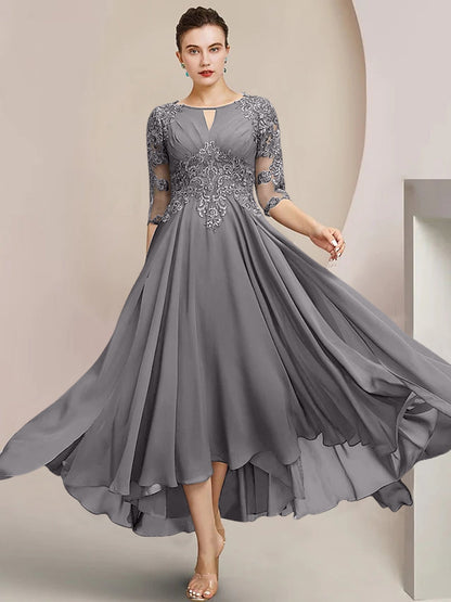 A-Line/Princess Scoop Tea-Length Mother of the Bride Dresses