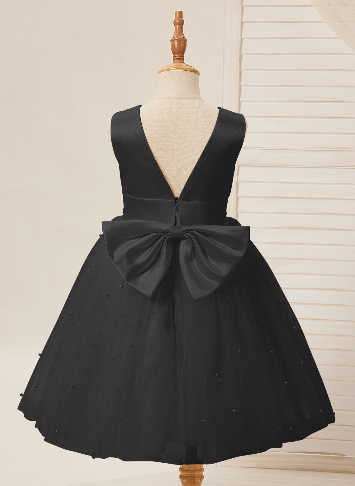 Ball-Gown/Princess Satin Tulle Knee-length Flower Girl Dress