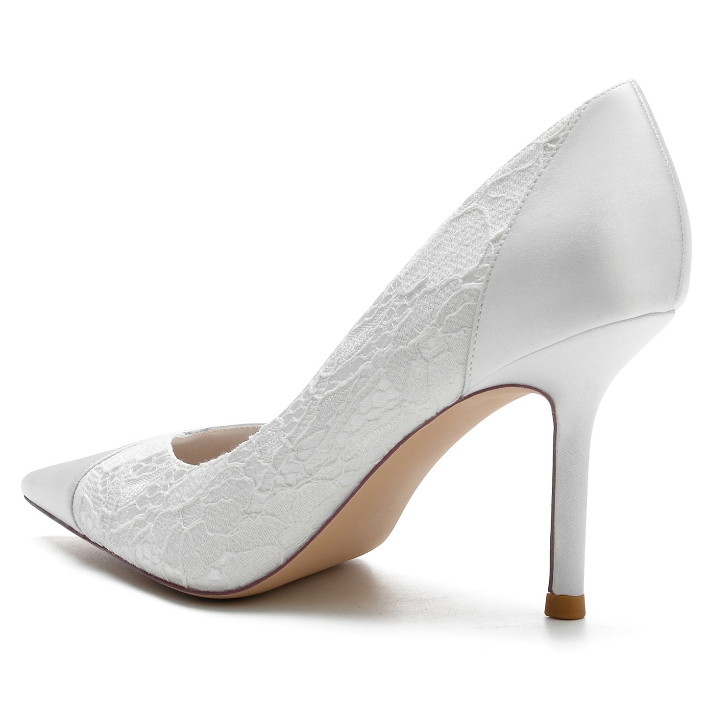 Women's Wedding Shoes Silk Satin Lace Stiletto Heel Pointed Toe Bridal Shoes