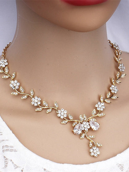 1 set Bridal Jewelry Earrings Necklace For Women's Special Occasion Gemstone Pendant Necklace