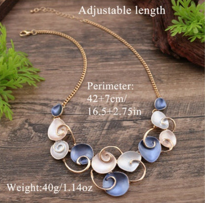 Fashionable Art Enamel Irregular Cutout Petal Alloy Necklace